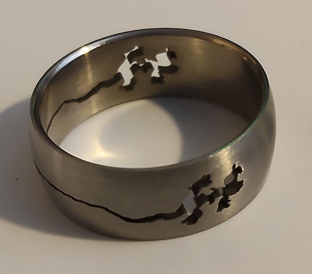 Ring Staal met opengewerkte hagendissen motief maat 20, Sieraden, Tassen en Uiterlijk, Ringen, 20 of groter, IJzer of Staal, Nieuw