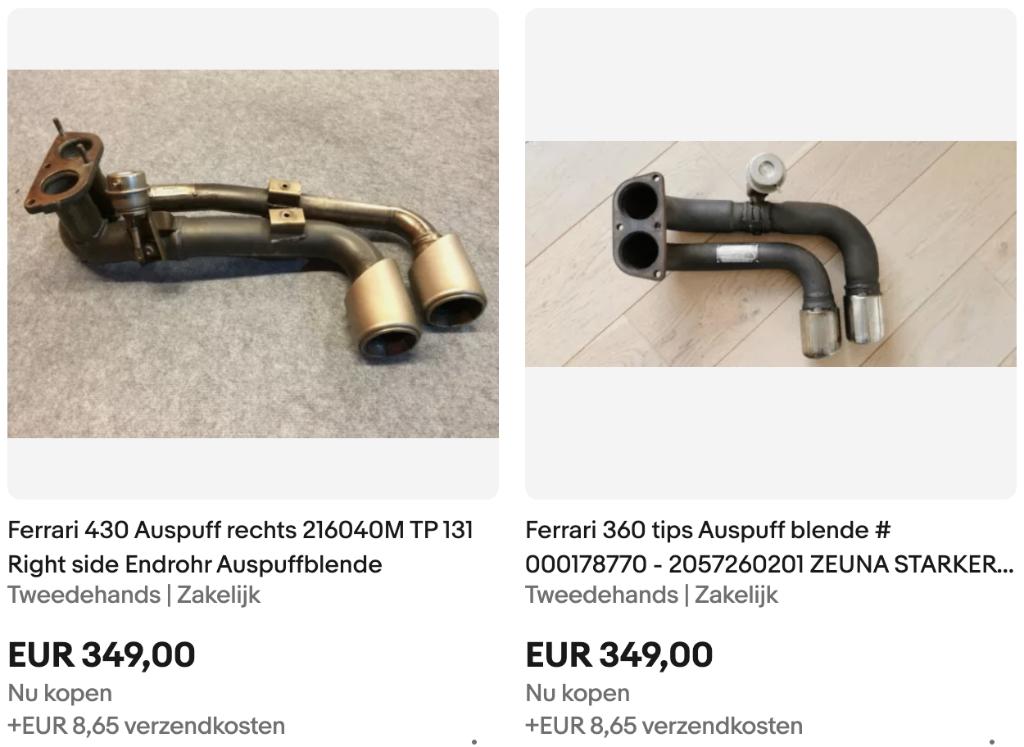 Ferrari F430 en F360 uitlaat tip passagierskant, Gebruikt, Ophalen of Verzenden, Ferrari, Achter