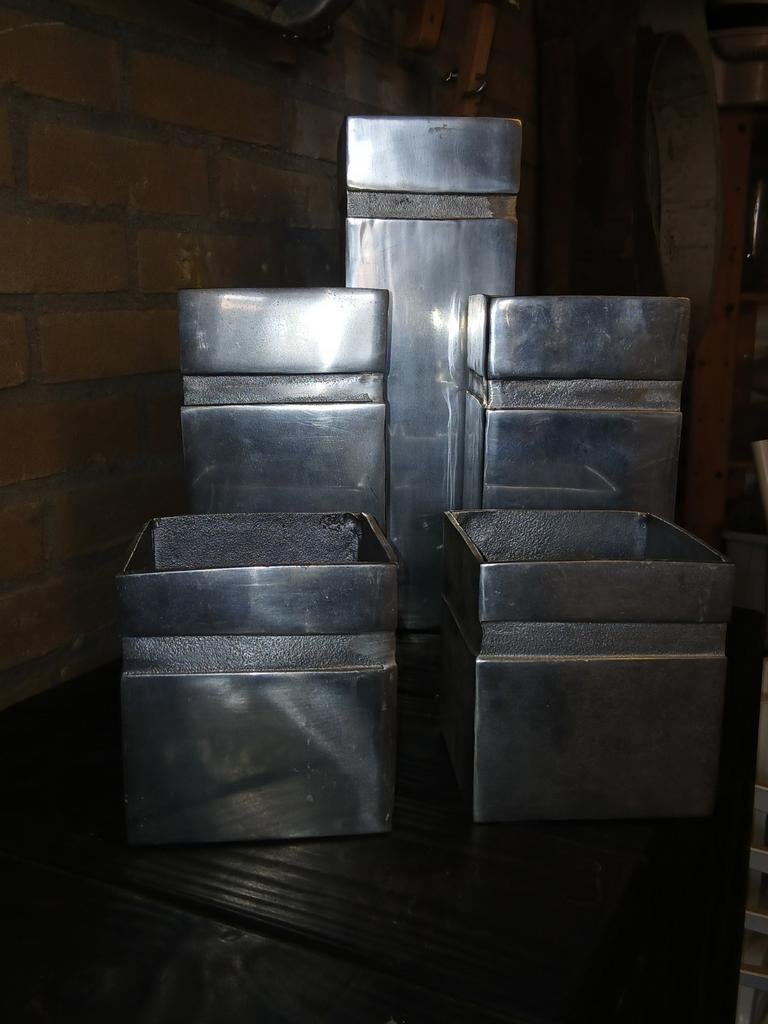 Set van 5 metalen decoratie vazen, Ophalen of Verzenden