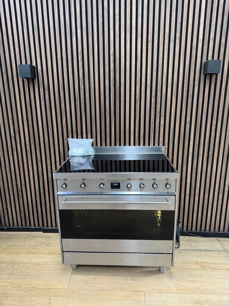 Zeer luxe Rvs Smeg Inductie Fornuis 90 cm (Gratis bezorgen), 5258sh, Dewitgoedexpert, Ophalen of Verzenden, Zo goed als nieuw