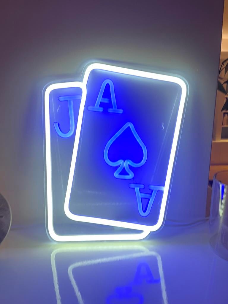 Neon Lamp Kaarten Aas Boer, Ophalen of Verzenden, Zo goed als nieuw, Kunststof