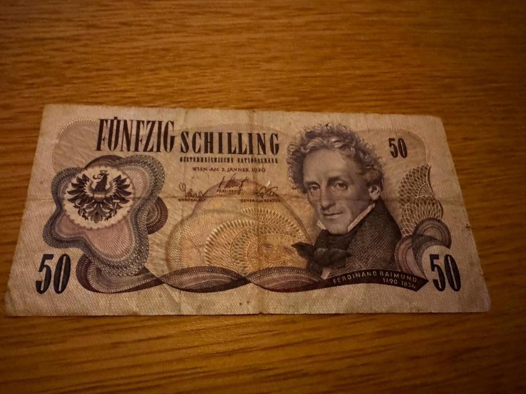 Biljet 50 Schilling Oostenrijk 1970, Postzegels en Munten, Bankbiljetten | Europa | Niet-Eurobiljetten, Verzenden, Oostenrijk