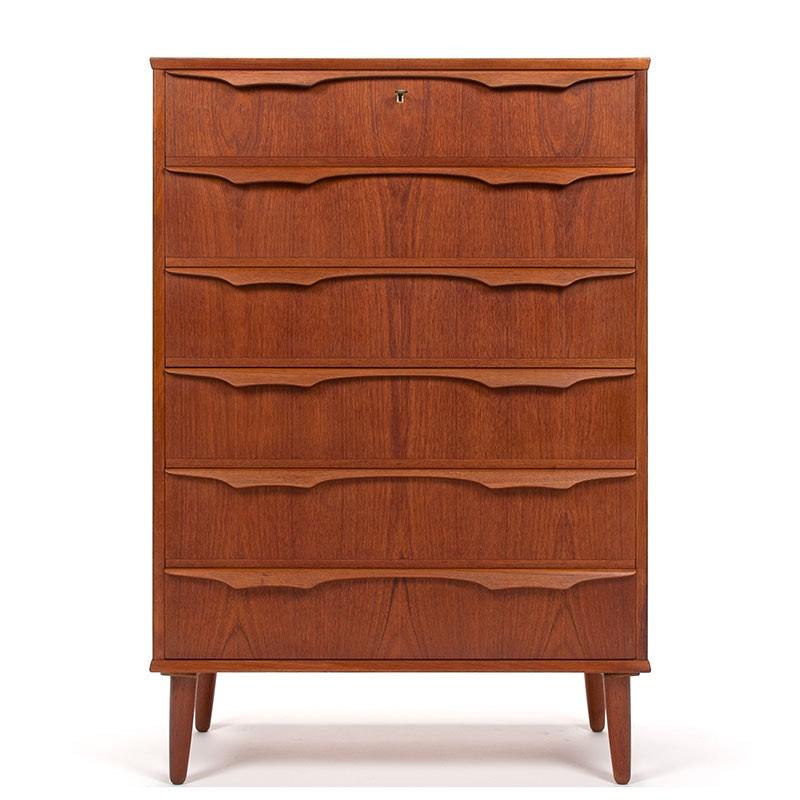 Vintage Deens design ladekast teak jaren 50, 60, Gebruikt, Teakhout, Mid-Century vintage, 3 of 4 laden