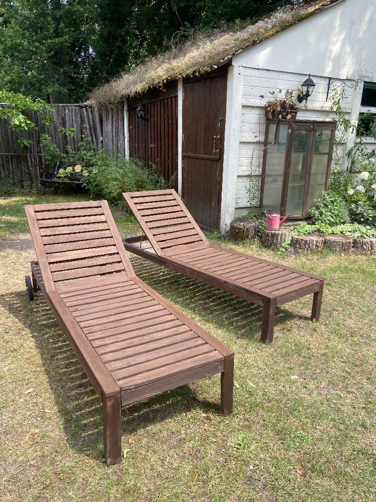 ligbed2x IKEA ÄPPLARÖ ligbedden – gebruikt, Tuin en Terras, Ligbedden, Ophalen, Gebruikt, Hout, Verstelbaar