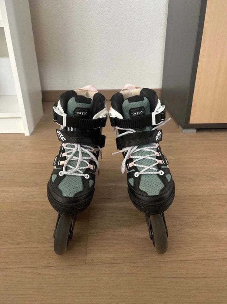 Oxelo Fit 5 Kinderskates Grijsgroen/Lichtroze, Overige merken, Verstelbaar, Kinderen, Ophalen of Verzenden