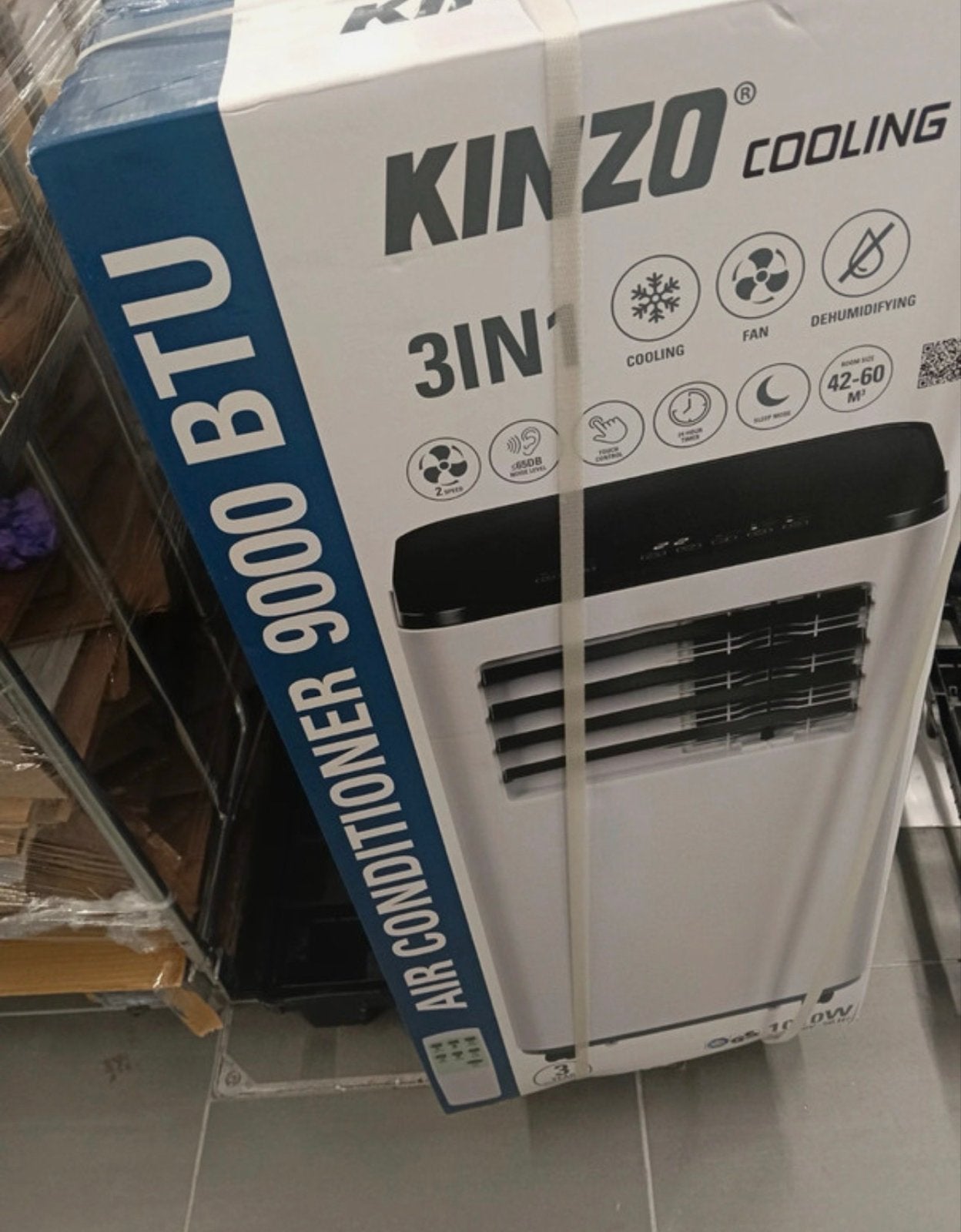 Kinzo 3-in-1 Mobiele Airconditioner 9000 BTU - Nieuw, Verzenden, Minder dan 60 m³, Nieuw, 3 snelheden of meer