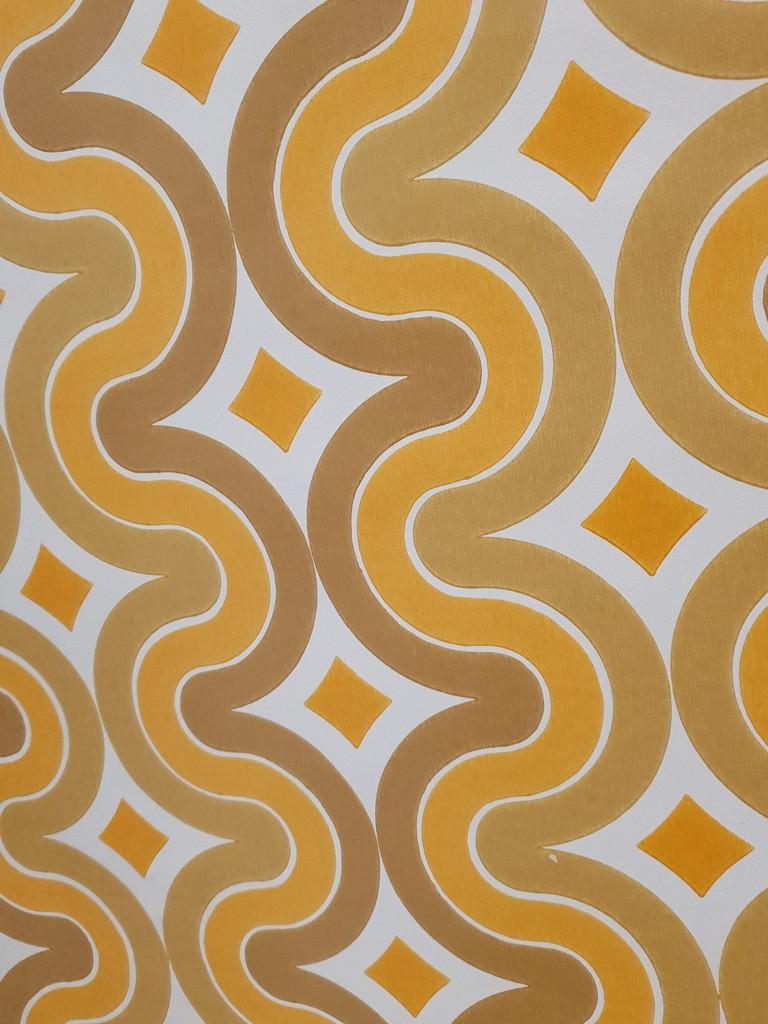 7226 oranjeorigineel  vintage 70s boogjes behang swiet, Ophalen of Verzenden, Minder dan 10 m², Oranje