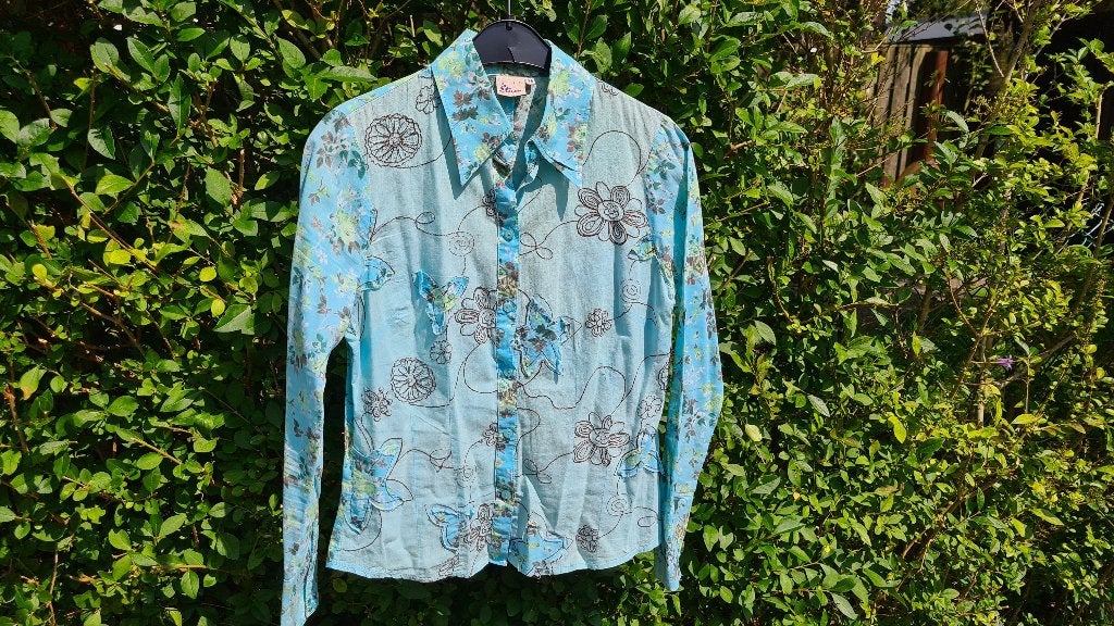 Damesblouse Miss Etam maat 38 gebloemd/geborduurd, Miss Etam, Ophalen of Verzenden, Gedragen, Maat 38/40 (M)
