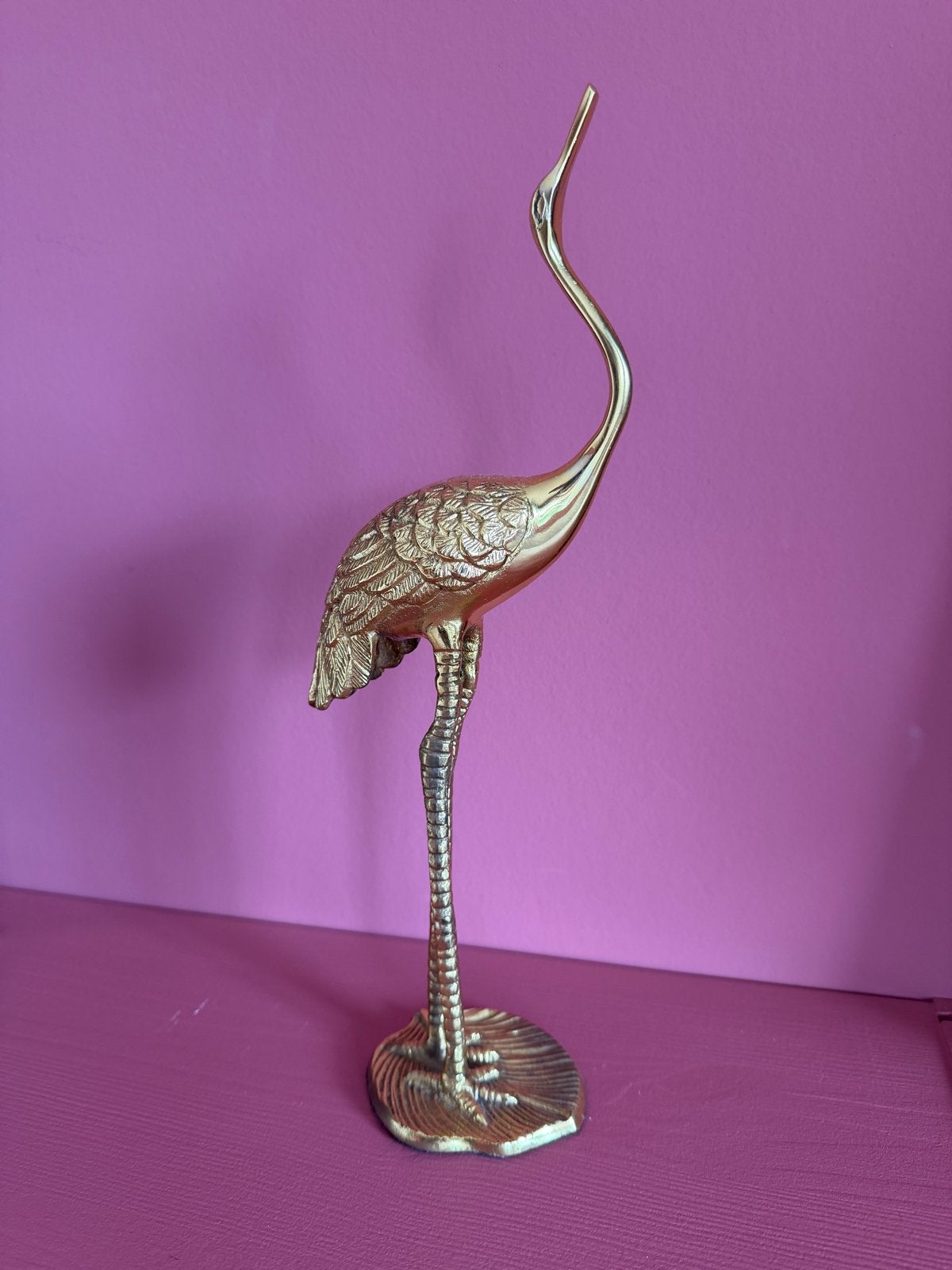 Vintage Messing Kraanvogel Beeldje Decoratie, Ophalen of Verzenden