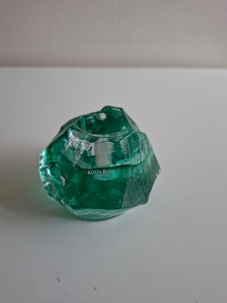 Kosta Boda Glazen Theelichthouder - Groen, Antiek en Kunst, Antiek | Kandelaars, Glas, Ophalen of Verzenden