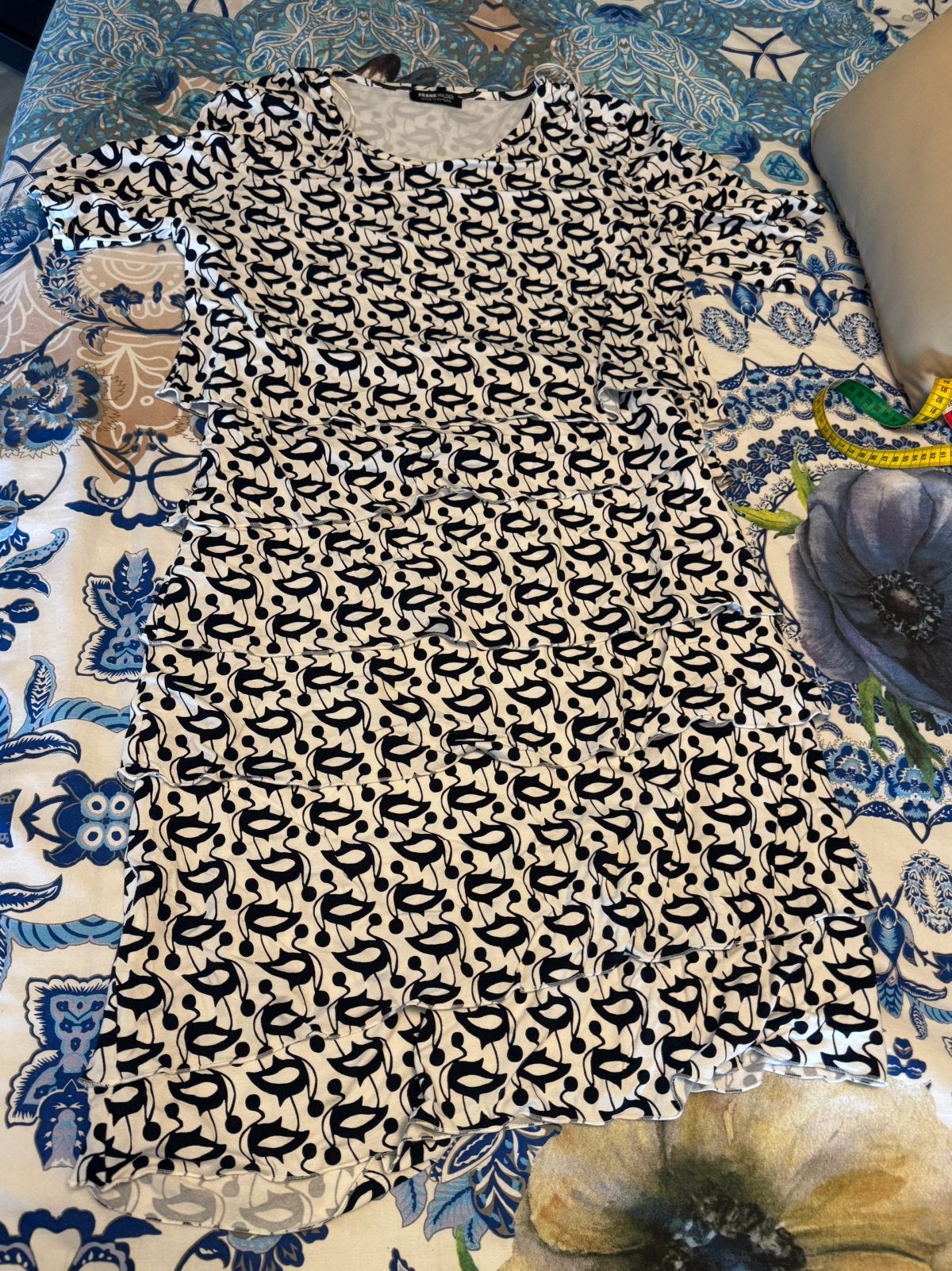 Frank Walder jurk - maat 42 - blauw/wit, Blauw, Maat 42/44 (L), Ophalen of Verzenden, Zo goed als nieuw