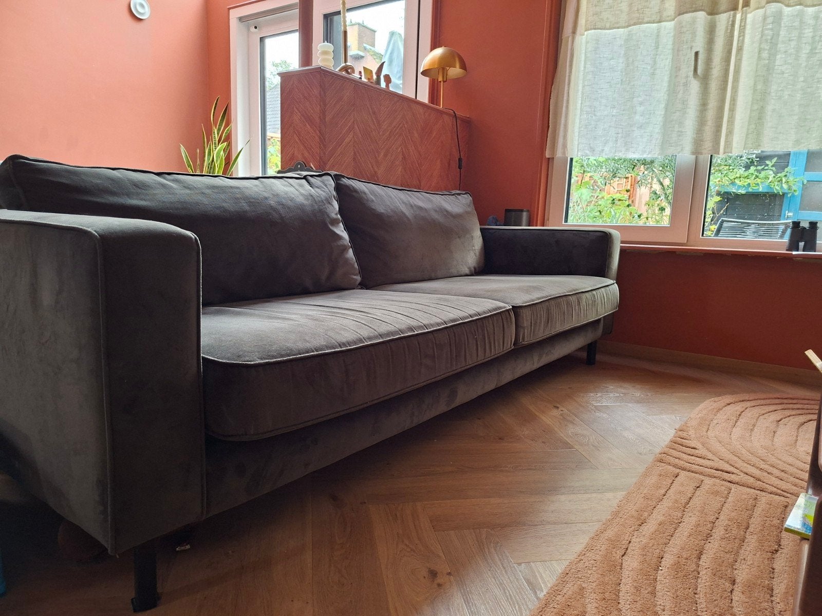Woood Rodeo velvet groene 2,5 zits bank, Ophalen, Gebruikt, Driepersoons, 75 tot 100 cm