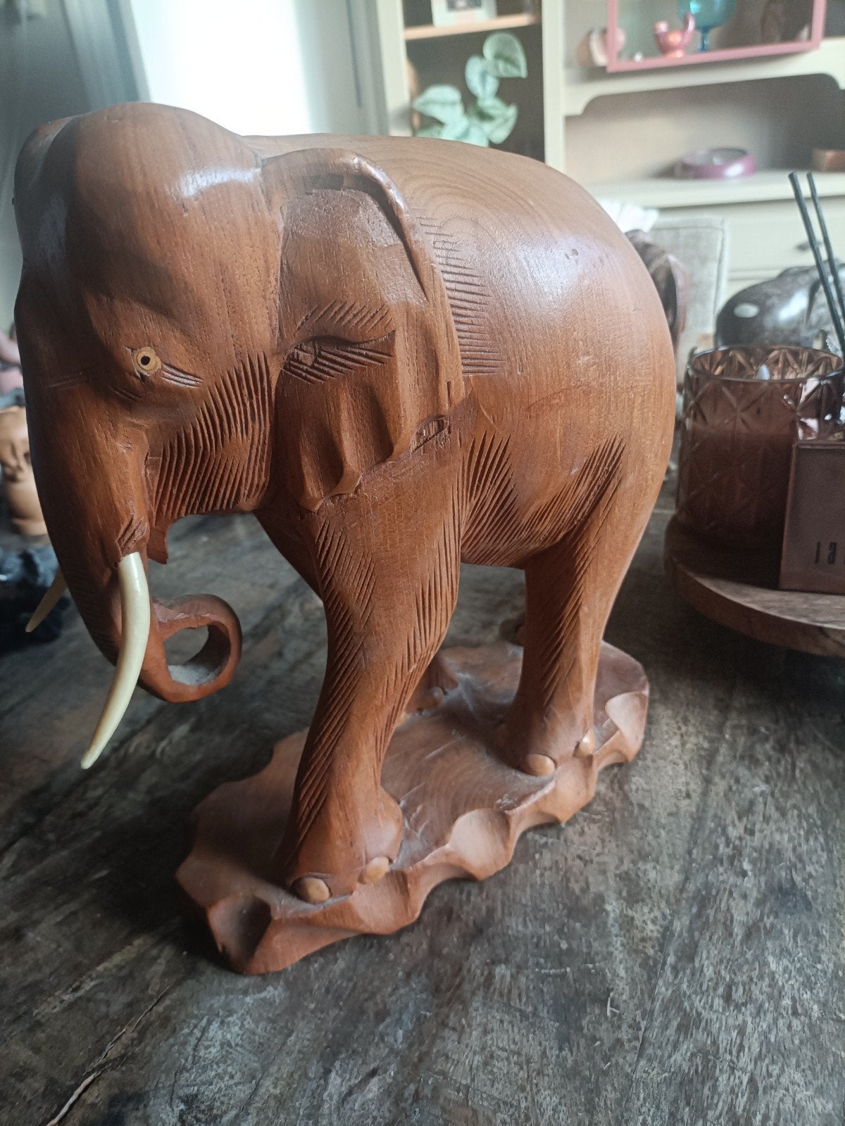 Hout gesneden Olifant, Antiek en Kunst, Ophalen, Hout, 20 - 50 cm