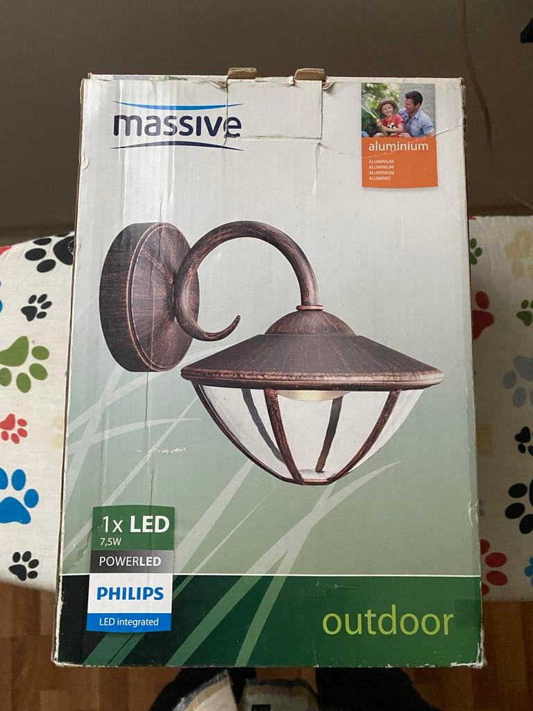 Massive Philips LED Buitenlamp - Aluminium, 7.5W, Minder dan 50 watt, Wandlamp, Ophalen of Verzenden, Netvoeding