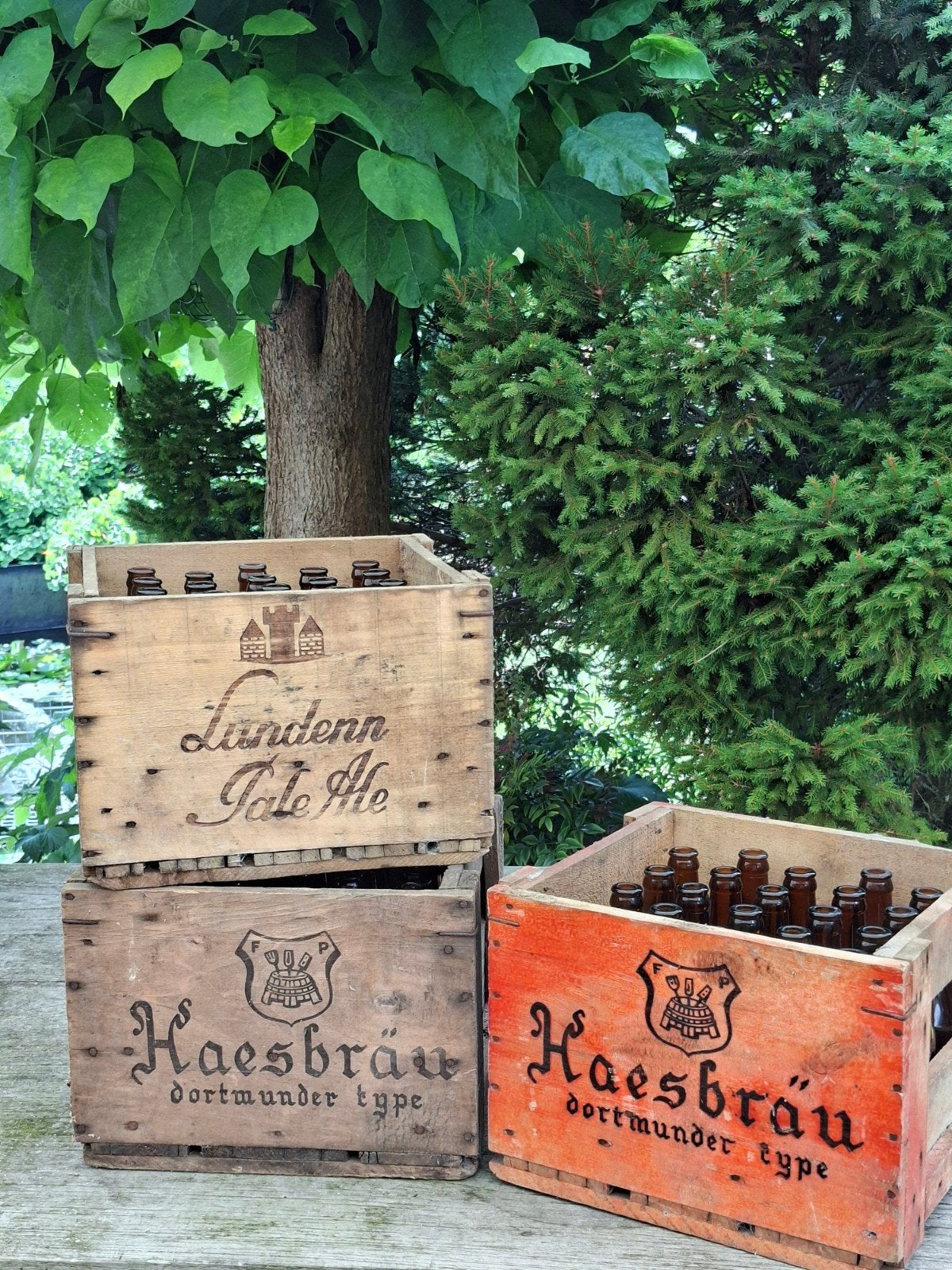 3x Vintage oude authentieke bierkratten., Ophalen, Minder dan 50 cm