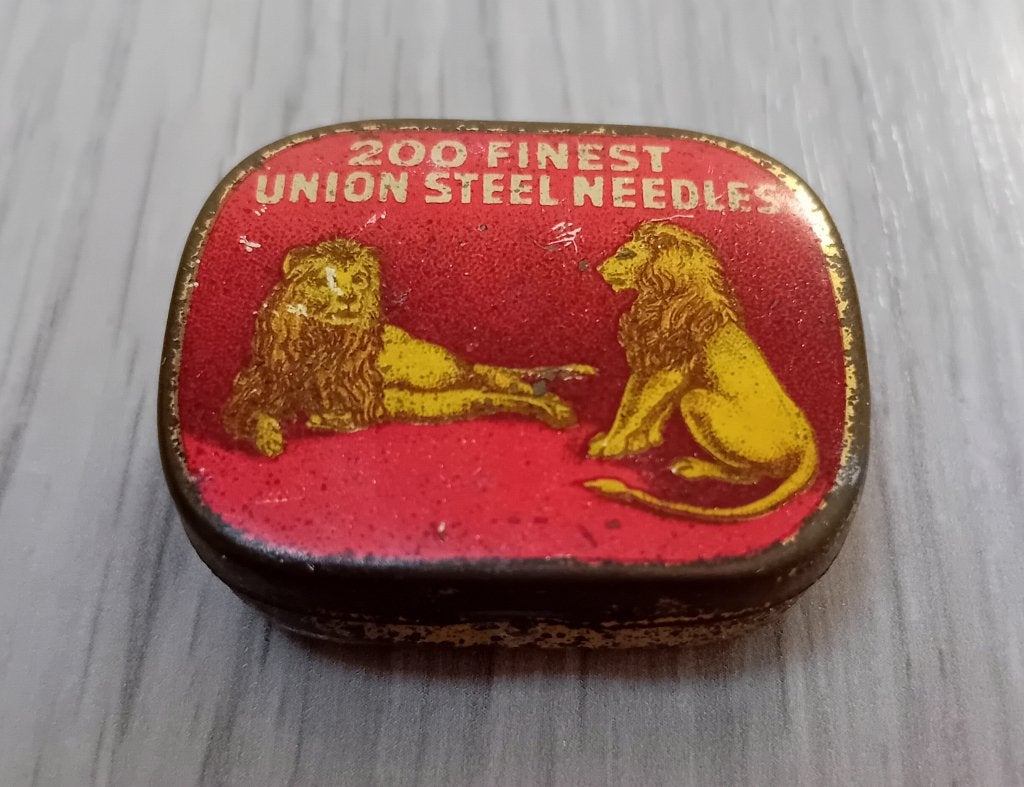 Rode Union Steel Lions grammofoonnaald blikje, Verzenden, Gebruikt, Overige