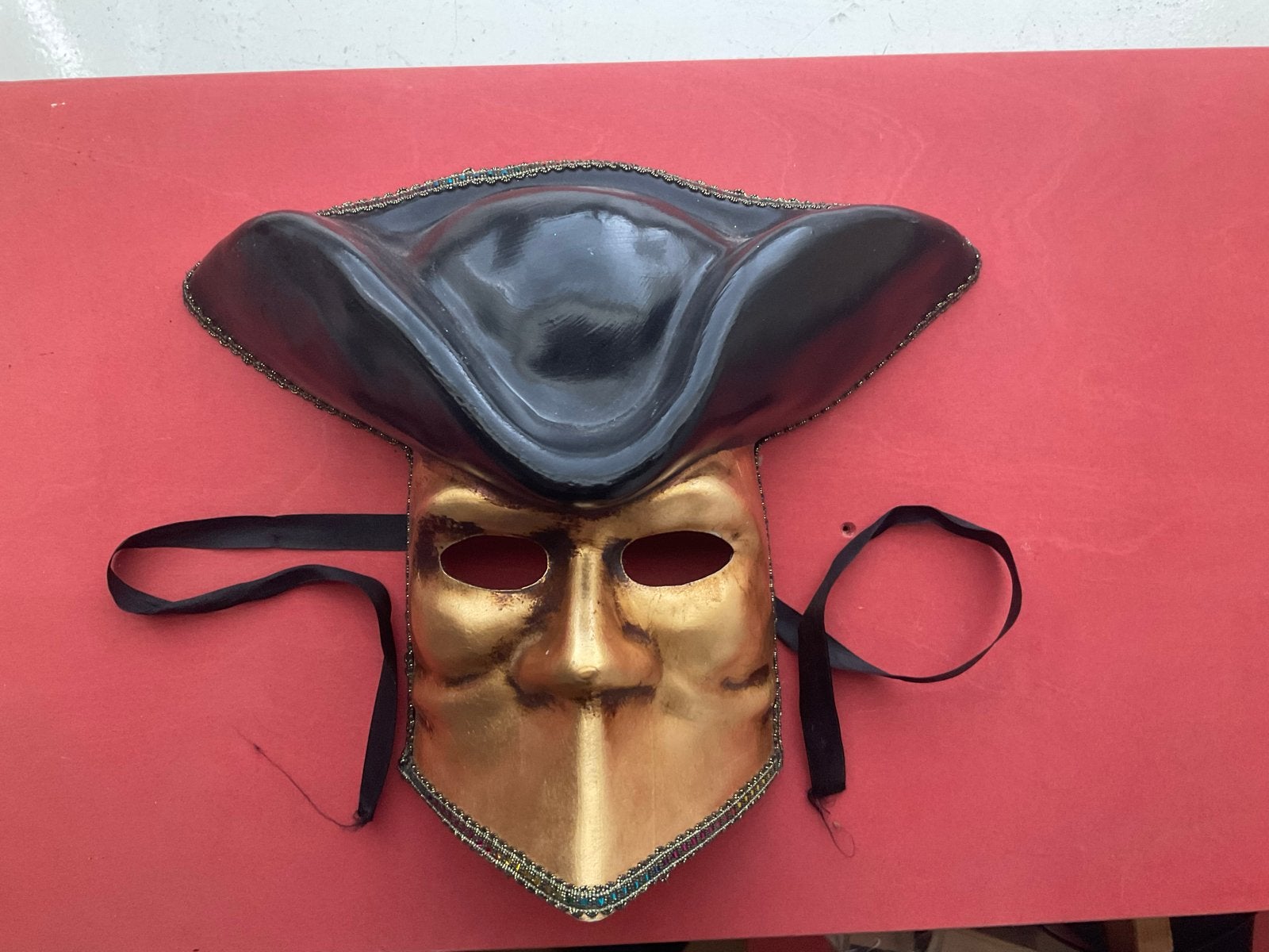 Prachtig handgeschilderd Venetiaans masker, Zwart, Ophalen of Verzenden, Zo goed als nieuw, Overige materialen