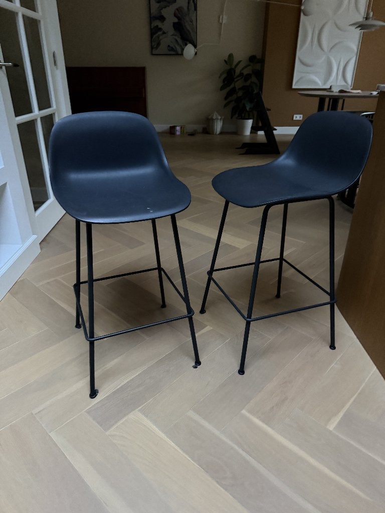 Zwarte Barkrukken, Huis en Inrichting, Barkrukken, Ophalen, Kunststof, Gebruikt, 60 tot 90 cm