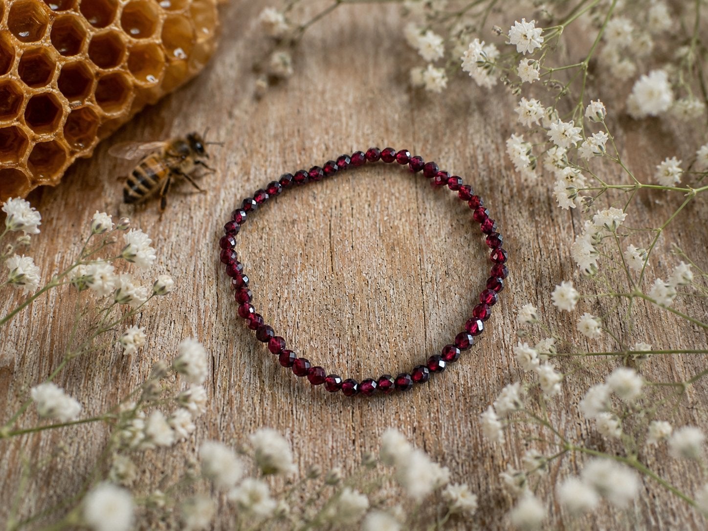 Kogel Armband 4mm Facet Granaat, Overige materialen, Nieuw, Ophalen of Verzenden, Met edelsteen