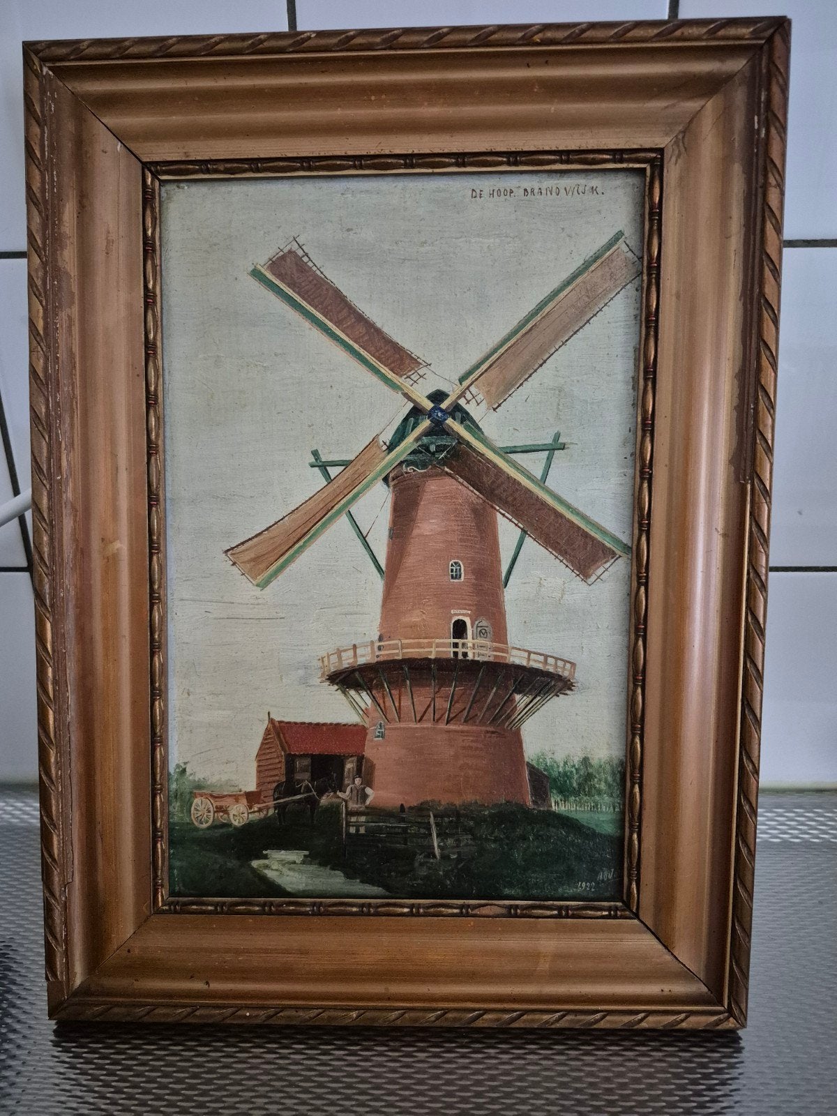 Oud Hollands schilderij: De Hoop, Brandwijk (1952), Paneel, Oud hollands, Ophalen of Verzenden, Olieverf