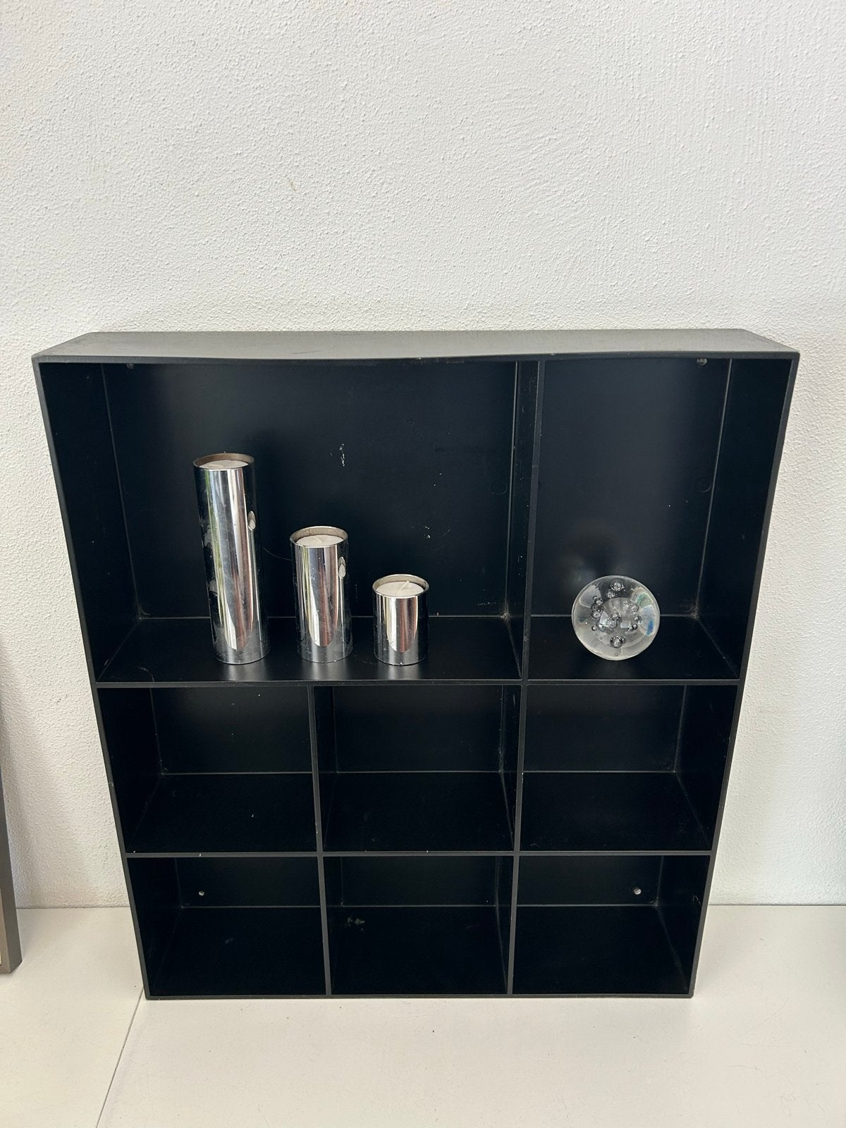 Zwart kunststof opbergkastje met 9 vakken, Met plank(en), Kunststof, Gebruikt, Minder dan 25 cm