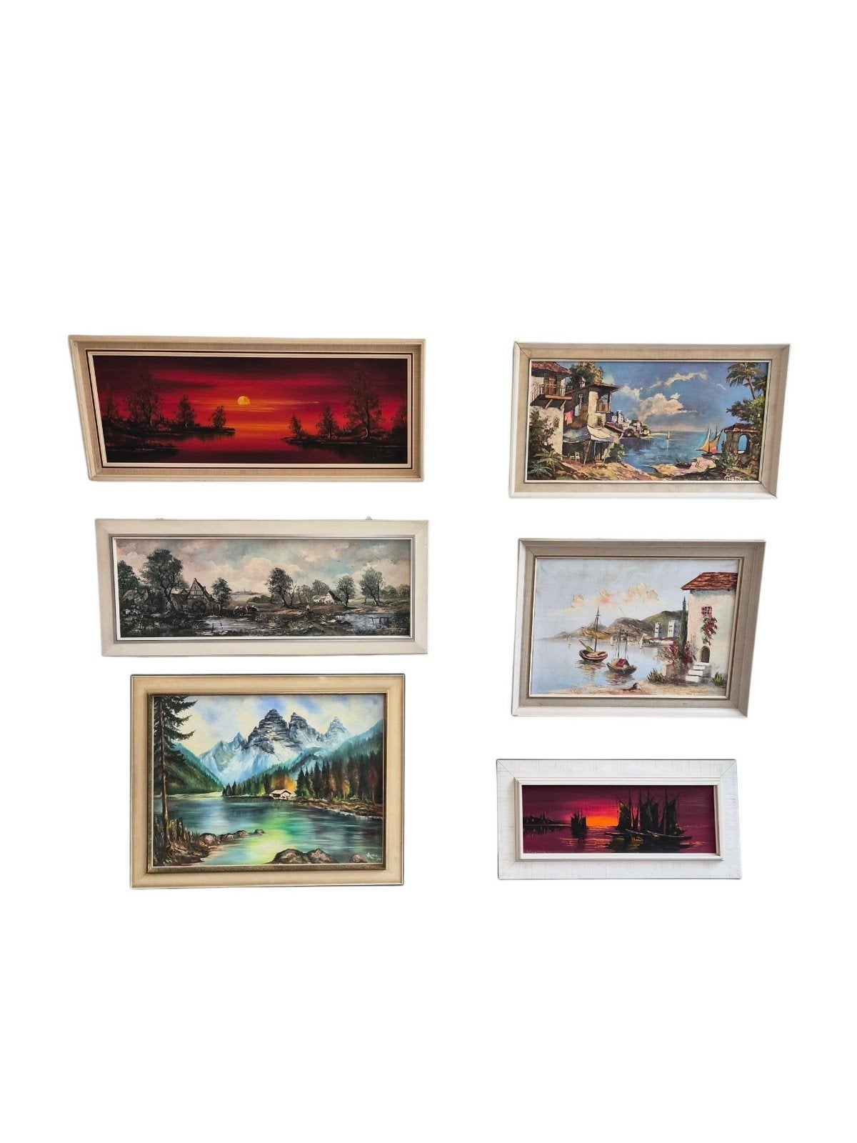 Partij 6 x vintage schilderij (setprijs), Ophalen