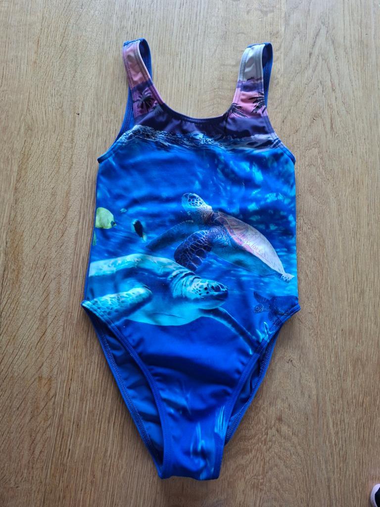 Zwempak maat 116/122 met schildpaddenprint, Kinderen en Baby's, Gebruikt, Meisje, Badpak, Overige maten