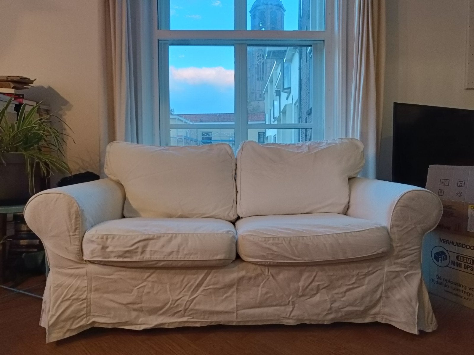 Ikea Ektorp tweezitsbank wit, Ophalen, Gebruikt, 150 tot 200 cm, 75 tot 100 cm