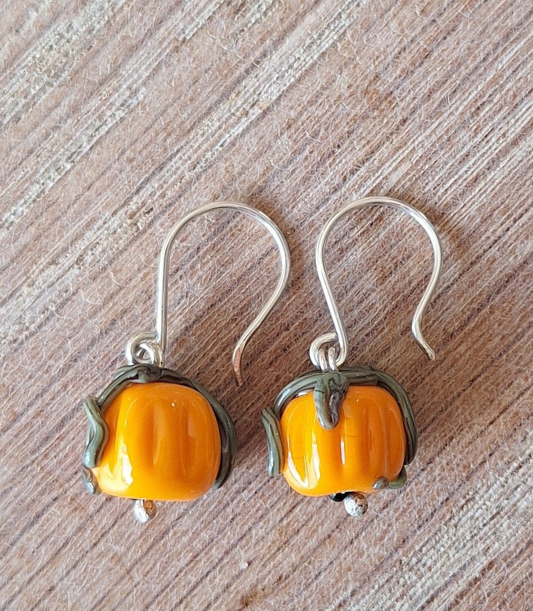 handgemaakte oorbellen echt zilver en pompoen, Sieraden, Tassen en Uiterlijk, Oorbellen, Hangers, Verzenden, Nieuw, Oranje