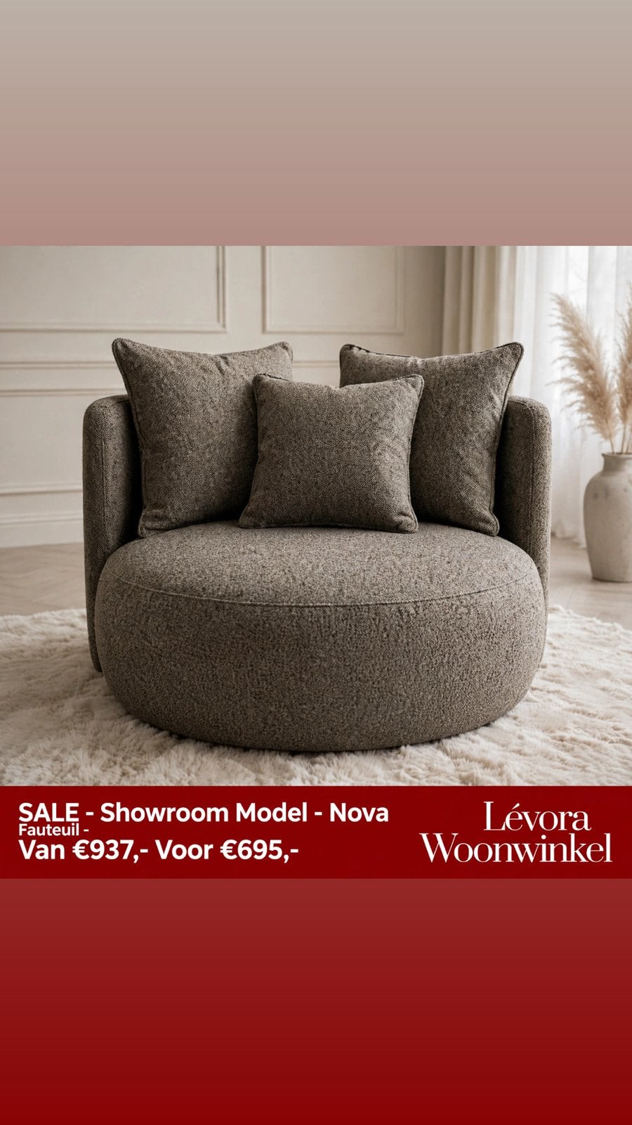 UrbanSofa Nova Draaifauteuil Showroommodel, Ophalen, 100 tot 125 cm, Zo goed als nieuw, Stof