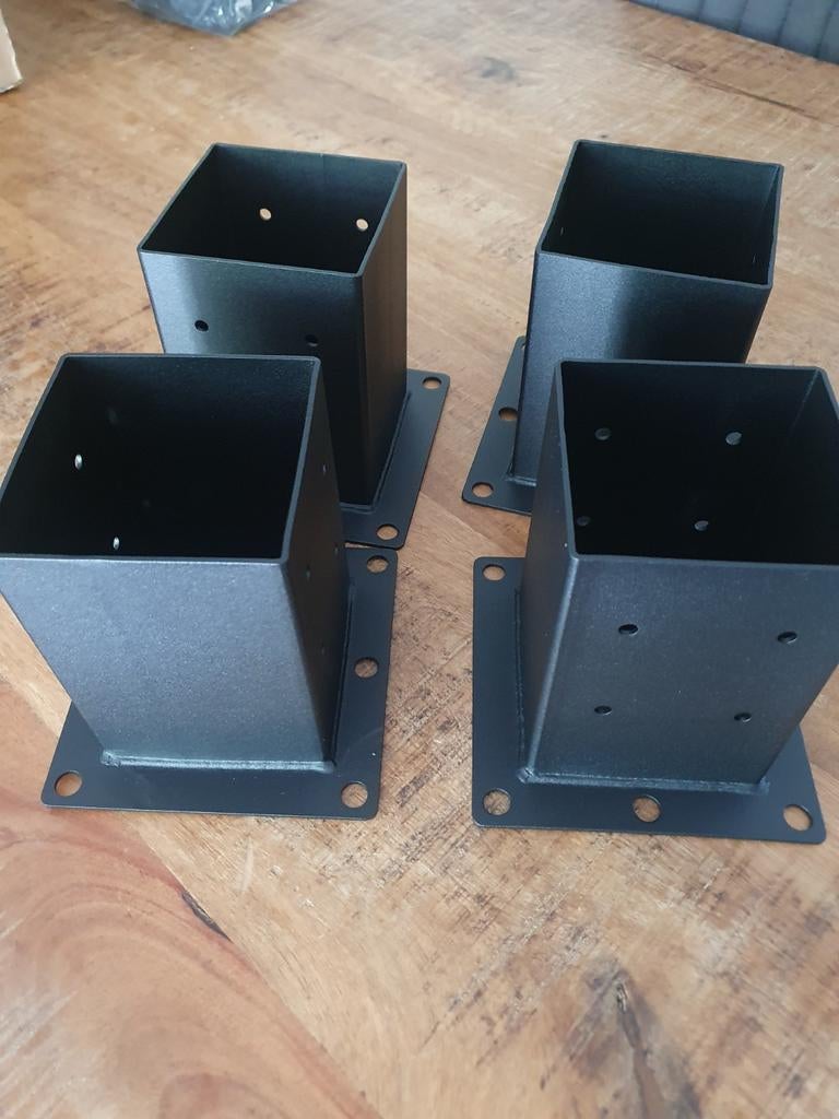 4 nieuwe zwarte paalhouders voor pergola 8,8 cm paal, Ophalen of Verzenden, Nieuw