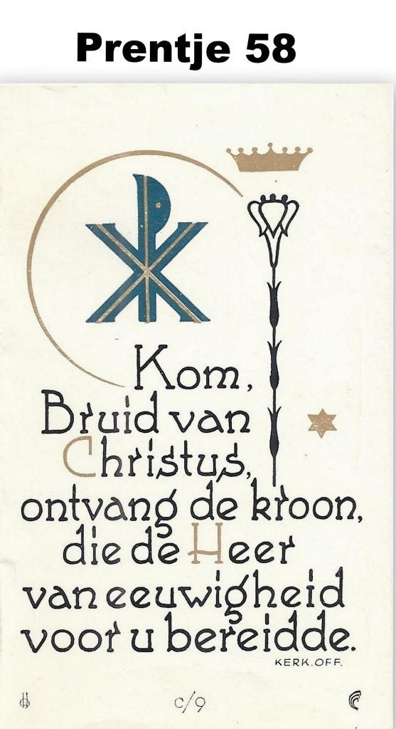 Bp58 prentje bruid van christus, Verzamelen, Ophalen of Verzenden, Gebruikt, Kaart of Prent, Christendom | Katholiek
