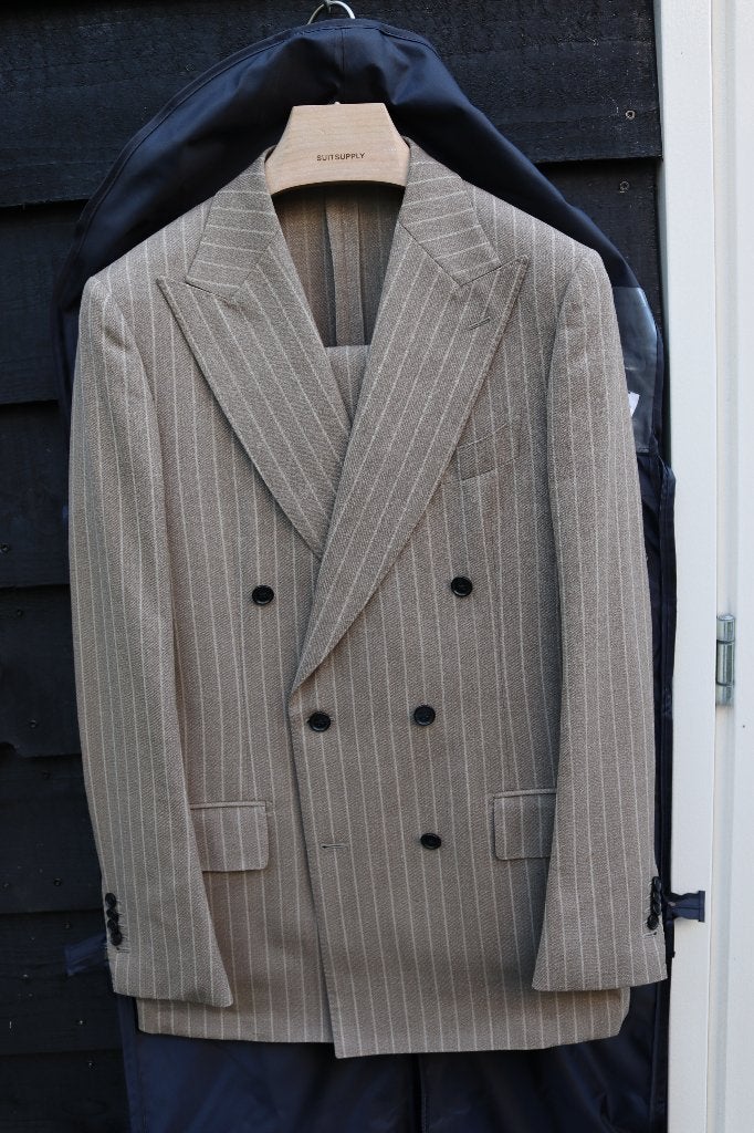 Suitsupply pak maat 48 L, Ophalen, Maat 48/50 (M), Beige, Zo goed als nieuw