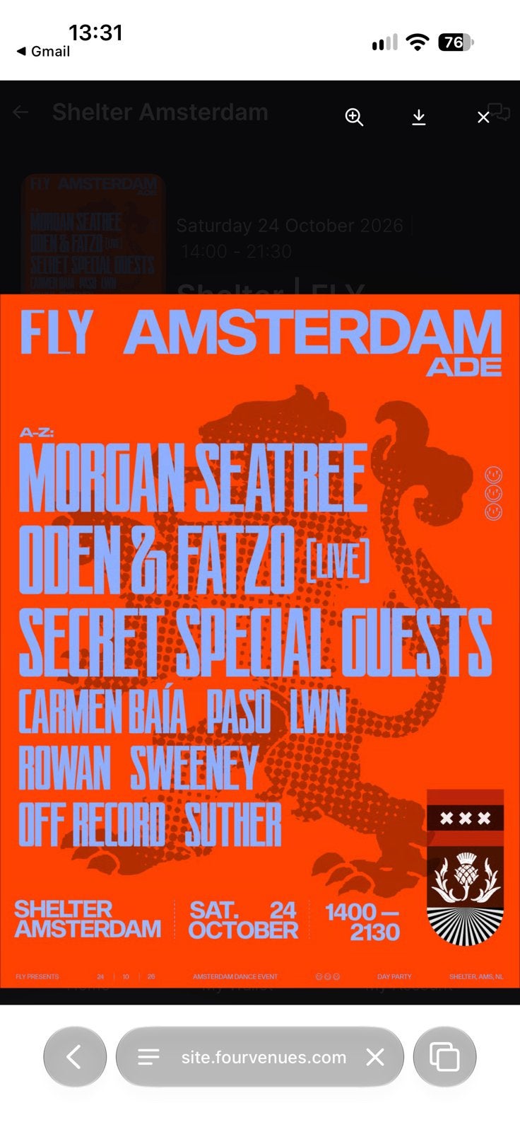 Kaartje voor FLY ade 24/10, Eén persoon