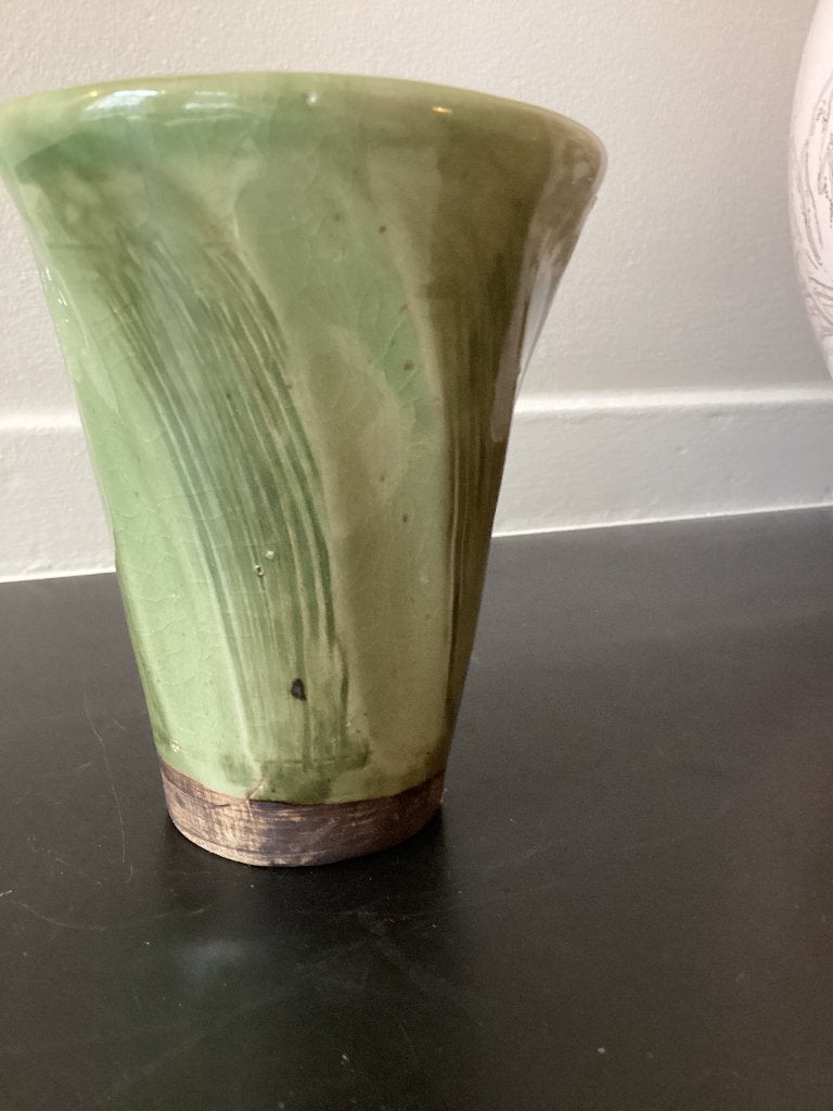 Vintage Studio Art Pottery vaas - Sone Sima (Thailand) Groen, Ophalen of Verzenden