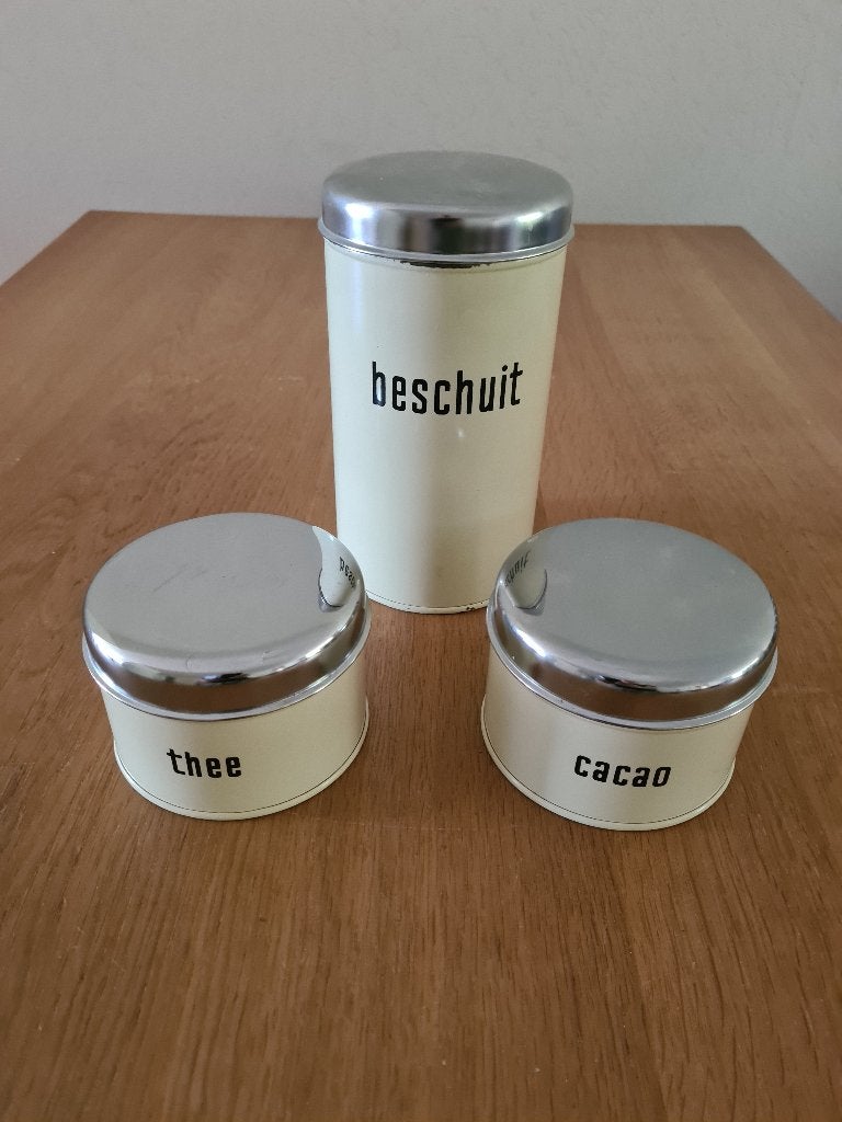 Brabantia bussen-set (3 st.) - beschuit-thee-cacao - vintage, Ophalen of Verzenden