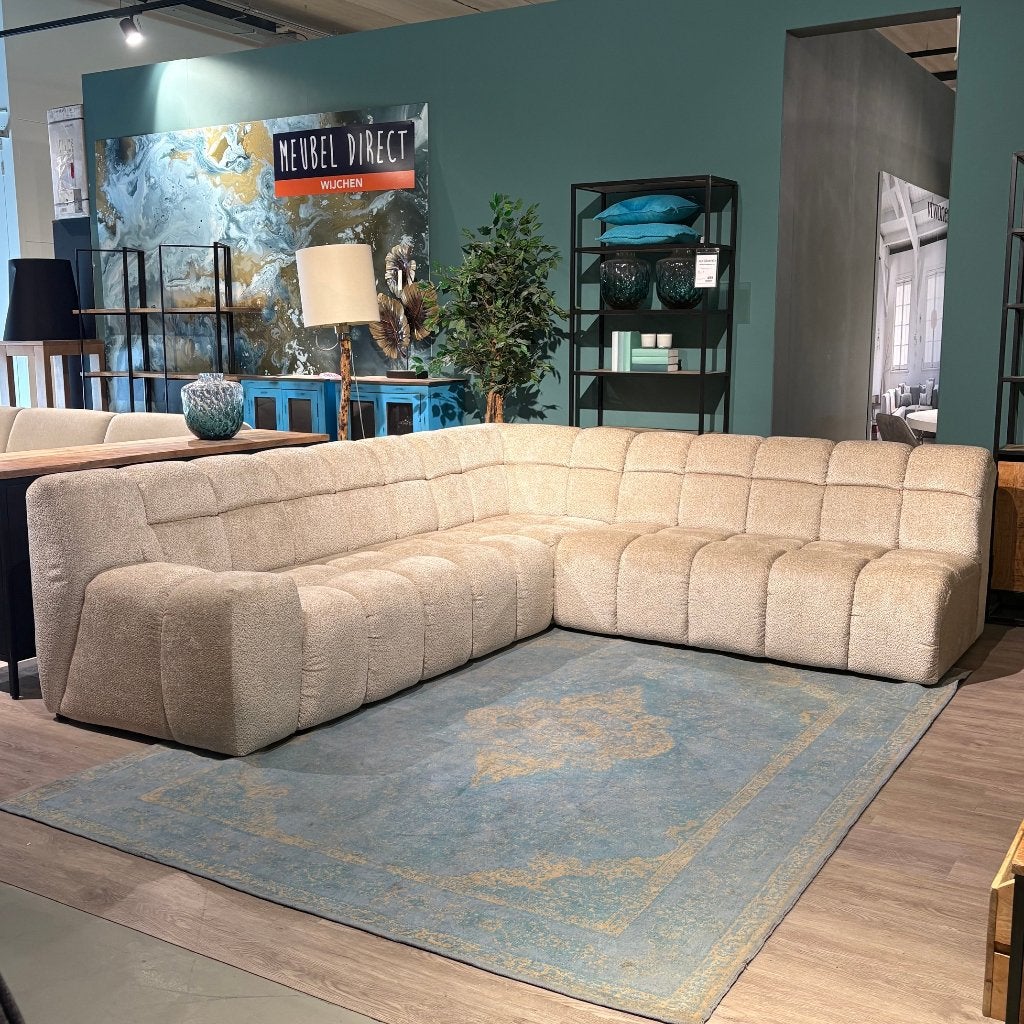 Hoekbank beige blokken 288x256 !!showmodel maar nieuw!!, Ophalen, Nieuw, Stof, Japandi