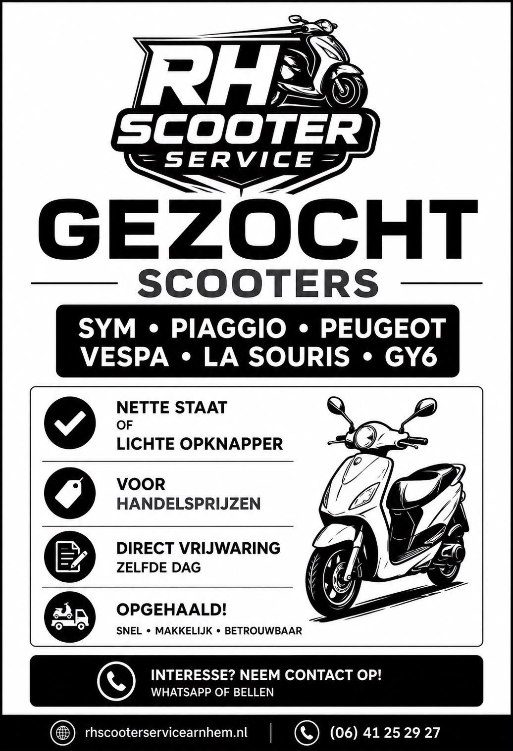 Gezocht scooters!, Ophalen of Verzenden, Benzine, Overige merken