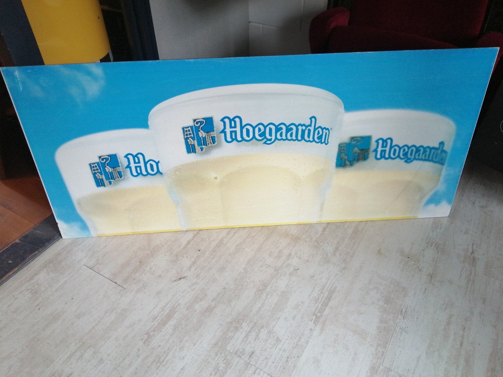 XXL OUD HOEGAARDEN RECLAME BORD 2 ZIJDIG TRESPA 143X63 CM
Pr, Ophalen