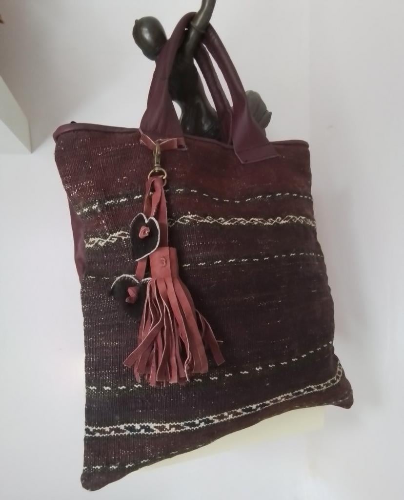 Unieke kelim/leer totebag tassenatelier Diete Nab, Ophalen of Verzenden, Nieuw, Bruin