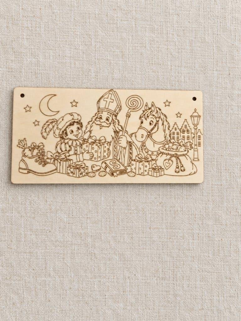 Sinterklaas kleurplaat hout 20x10 cm | 3 varianten, Verzenden, Nieuw