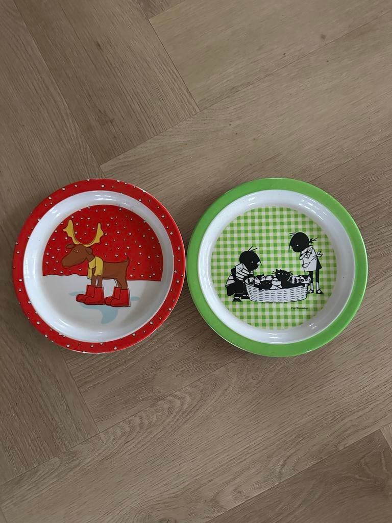 Leuke kinderbordjes met eland en Jip & Janneke, Overige materialen, Gebruikt, Ophalen of Verzenden, Bord(en)