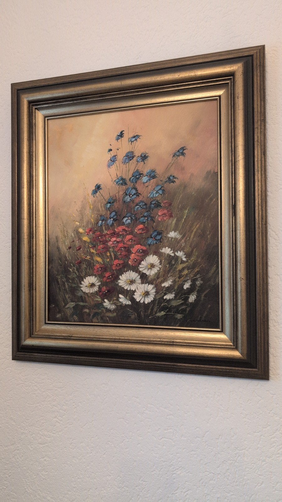 Schilderij met kleurrijke bloemen in lijst, Antiek en Kunst, Ophalen