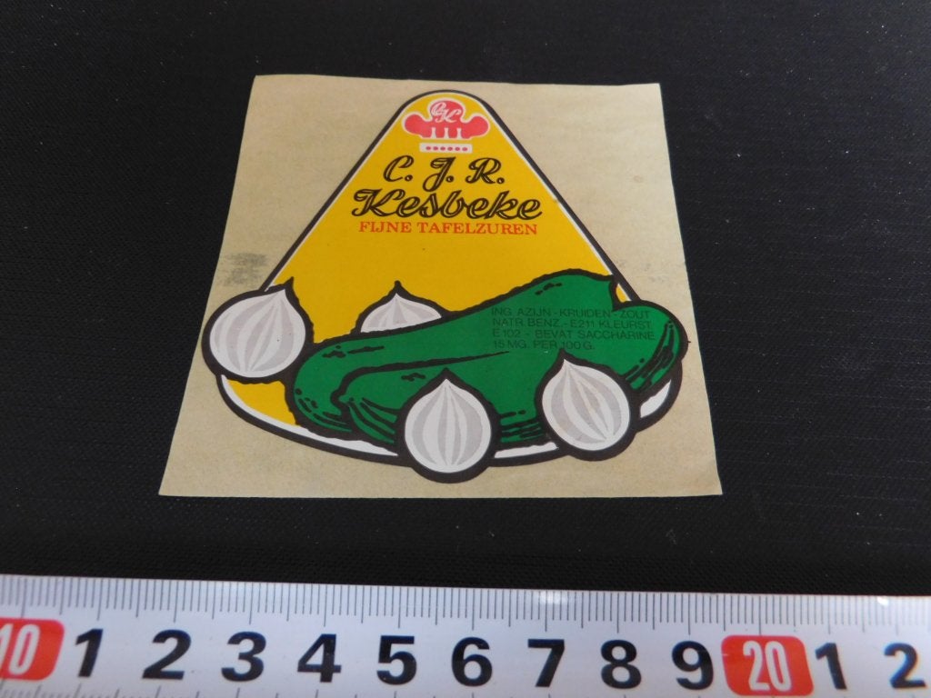 sticker CJR KESBEKE fijne tafelzuren augurk uitjes, Ophalen, Zo goed als nieuw