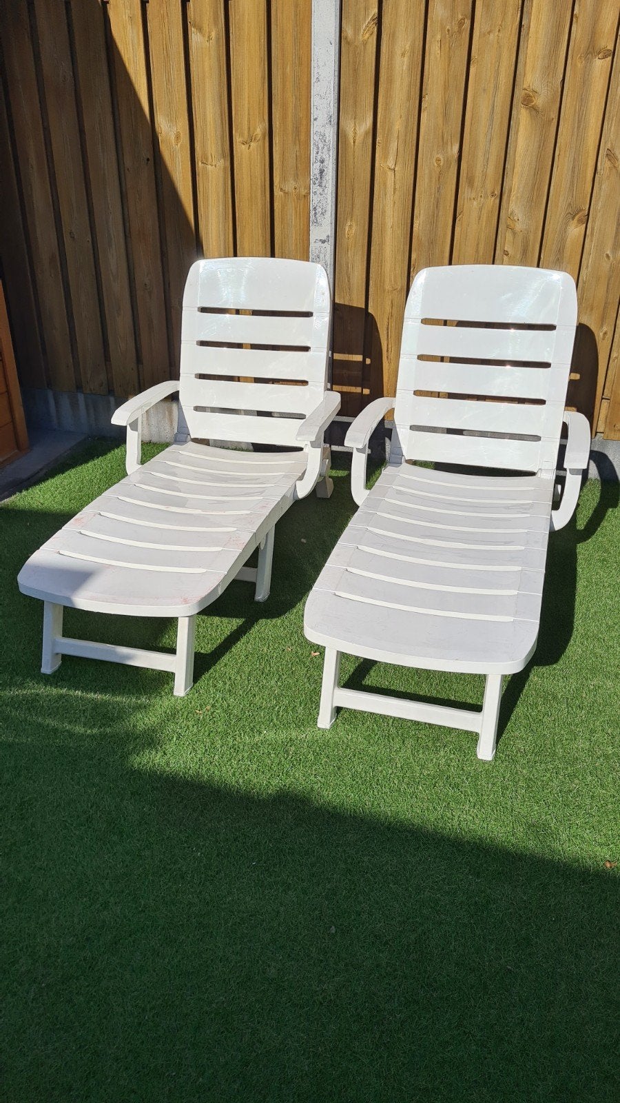 Gebruikte Curver ligbedjes met kussens, Tuin en Terras, Ophalen, Gebruikt, Kunststof, Verstelbaar