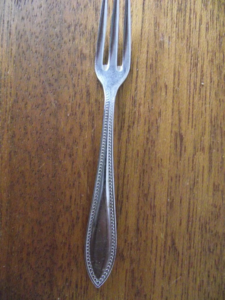6 vintage parelrand puntfilet taartvorkje 11,5cm Cromera p s, Antiek en Kunst, Ophalen of Verzenden