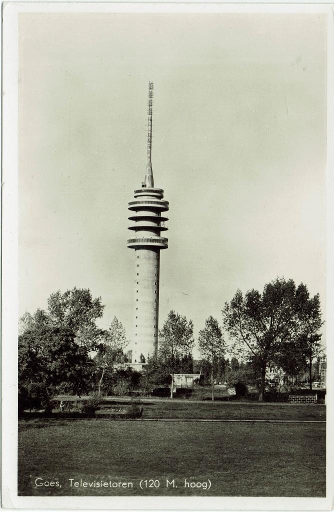 Goes – Televisietoren. Gelopen St. Maartensdijk 1959., Verzamelen, Ansichtkaarten | Nederland, Ophalen of Verzenden, 1940 tot 1960