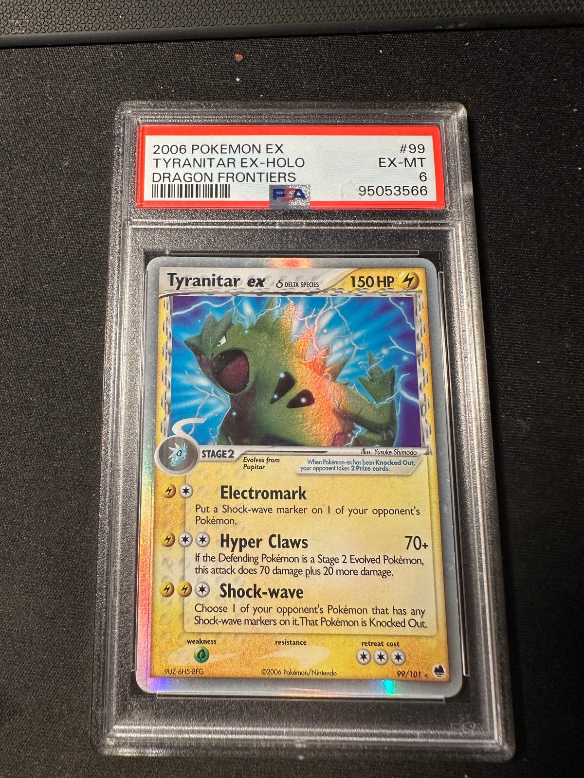 Tyranitar EX-Holo Dragon Frontiers Pokémon Kaart PSA 6, Ophalen of Verzenden, Zo goed als nieuw, Losse kaart, Foil