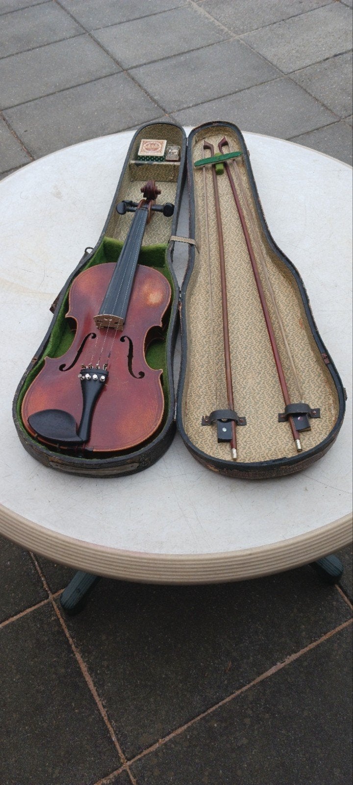 ANTIEKE VIOOL DUITS 19E EEUW + 2 STRIJKSTOKKEN MET KOFFER, Muziek en Instrumenten, Strijkinstrumenten | Violen en Altviolen, Ophalen of Verzenden