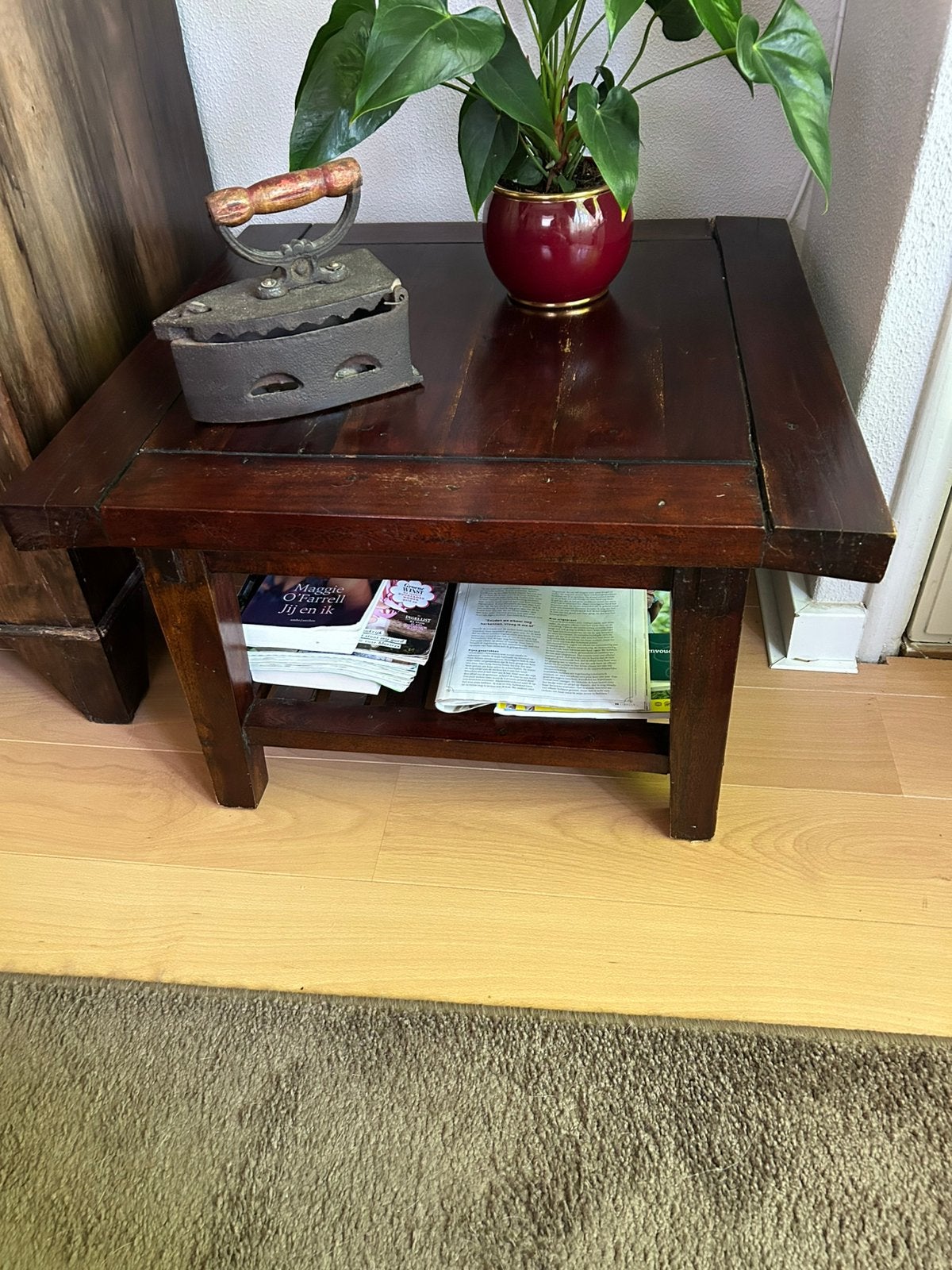 Massief teakhouten bijzettafel, Ophalen, 100 tot 150 cm, Koloniaal, 50 tot 100 cm